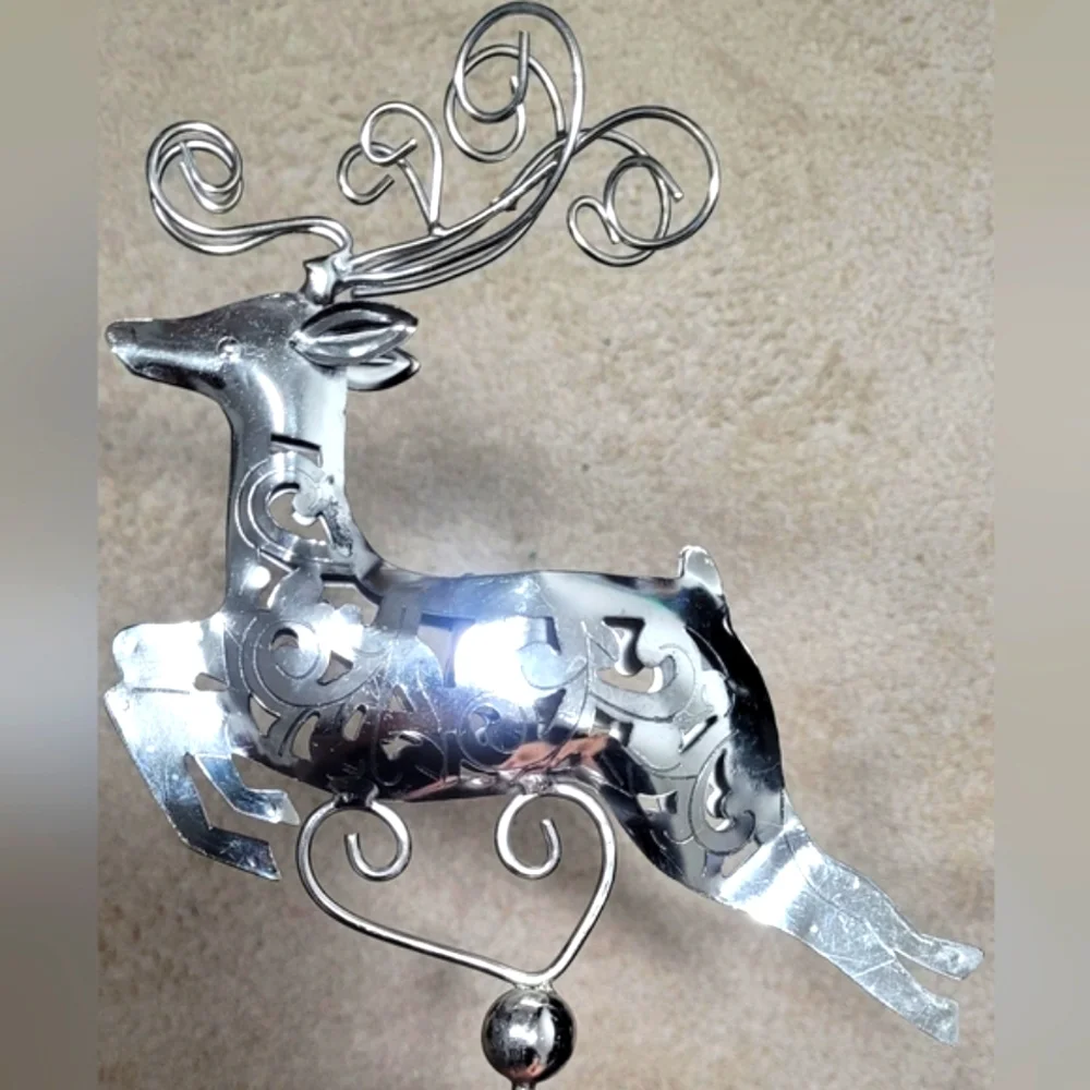 Metal silver reindeer candle holders set 2 pcs. - Picture 8 of 17
